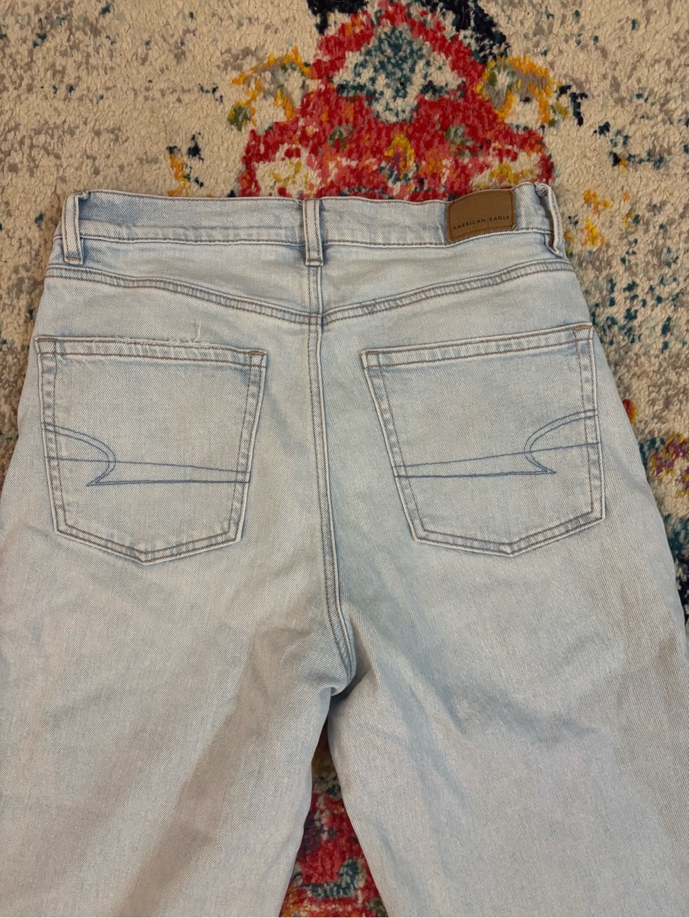 American Eagle jeans women’s 6 long light blue high rise baggy straight